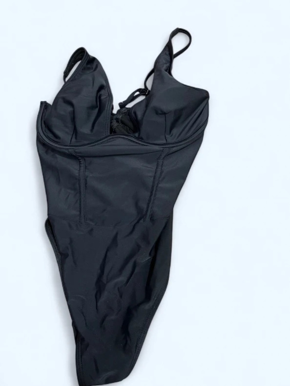 Cupshe Size M Black One-Piece Swimsuit with Corset  ,Built-In Cups
